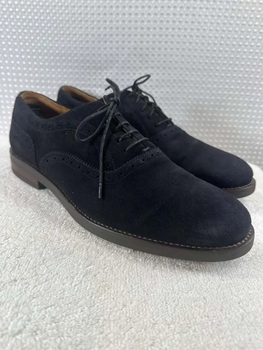 Massimo Dutti Black Suede Brogue Oxford Shoes Size 44